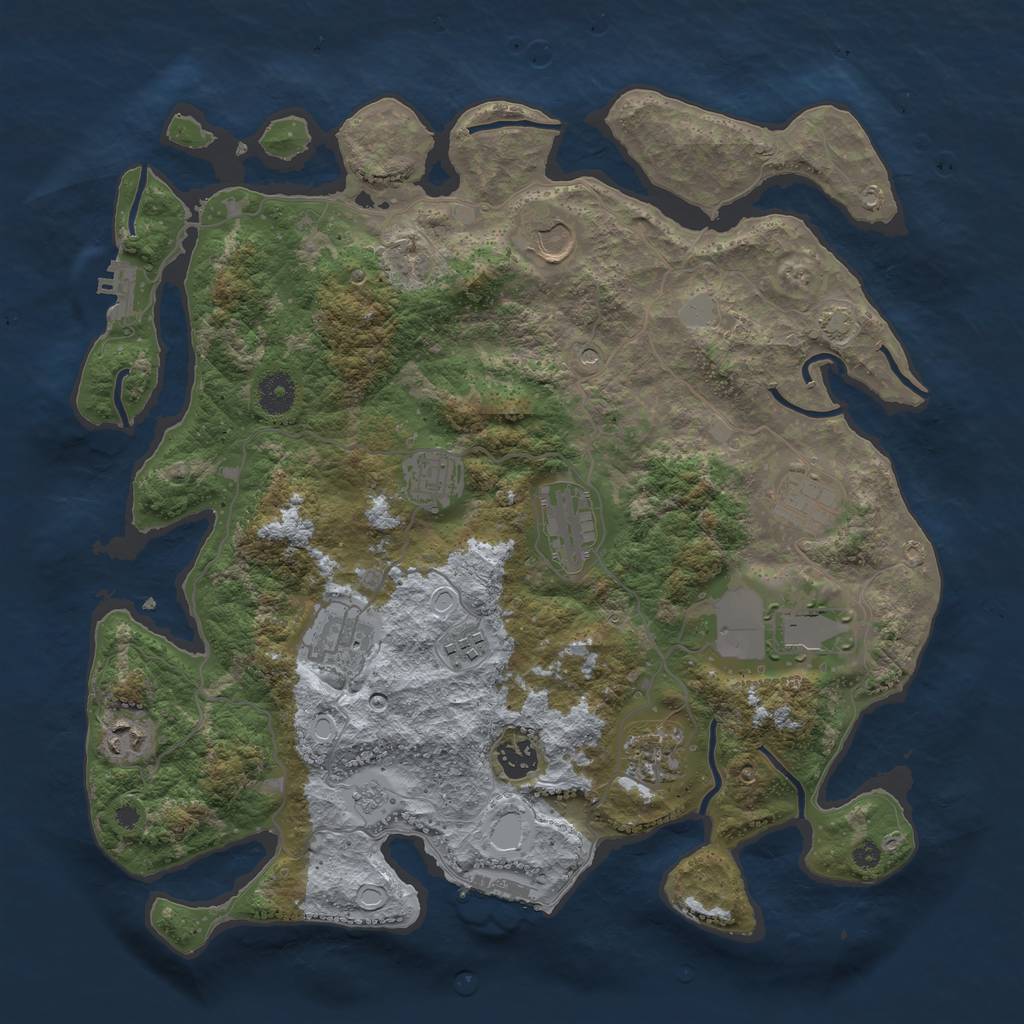 Rust Map: Procedural Map, Size: 3850, Seed: 59244503, 18 Monuments