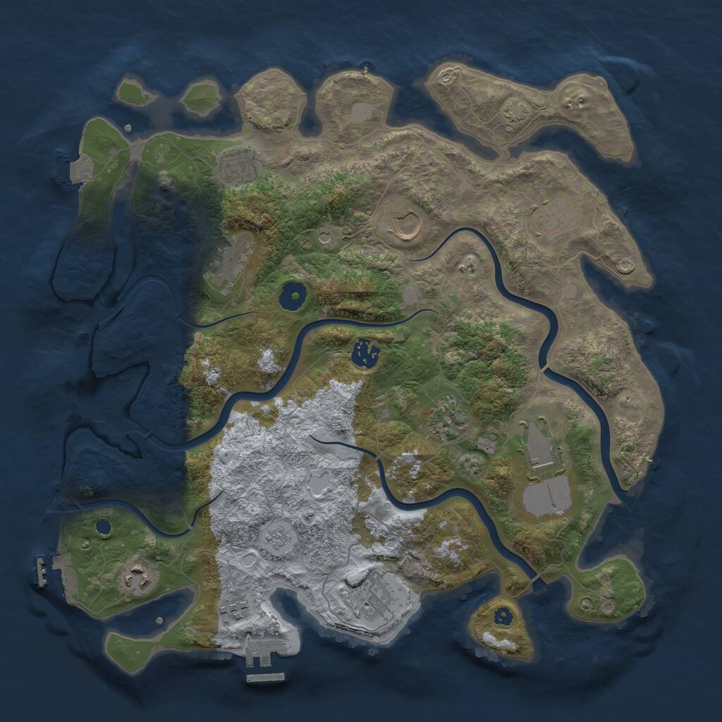 Rust Map: Procedural Map, Size: 3850, Seed: 59244503, 16 Monuments