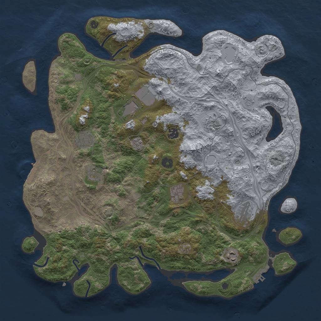Rust Map: Procedural Map, Size: 4250, Seed: 40161474, 17 Monuments