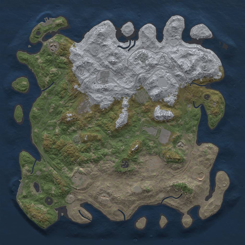 Rust Map: Procedural Map, Size: 4500, Seed: 123456738, 18 Monuments