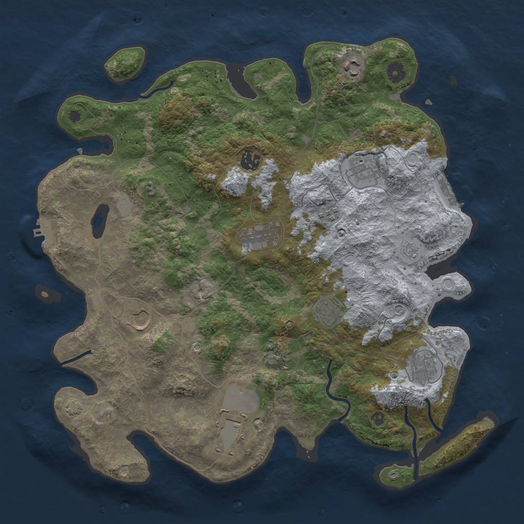 Rust Map: Procedural Map, Size: 3950, Seed: 14519219, 18 Monuments