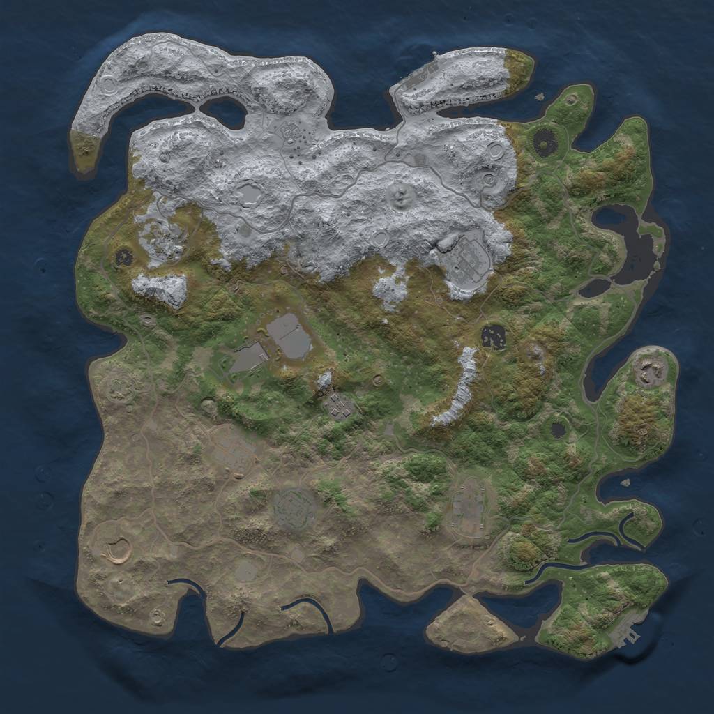 Rust Map: Procedural Map, Size: 4100, Seed: 34277092, 18 Monuments