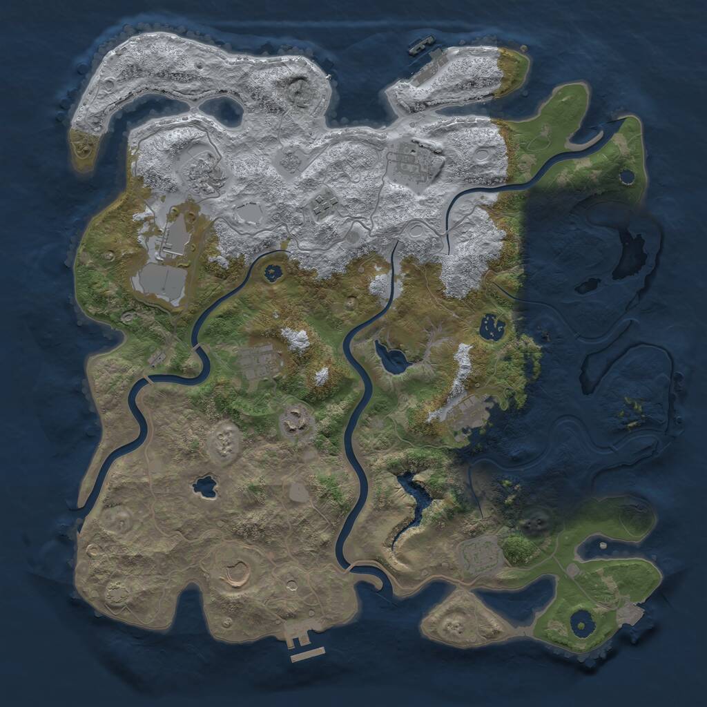 Rust Map: Procedural Map, Size: 4100, Seed: 34277092, 16 Monuments