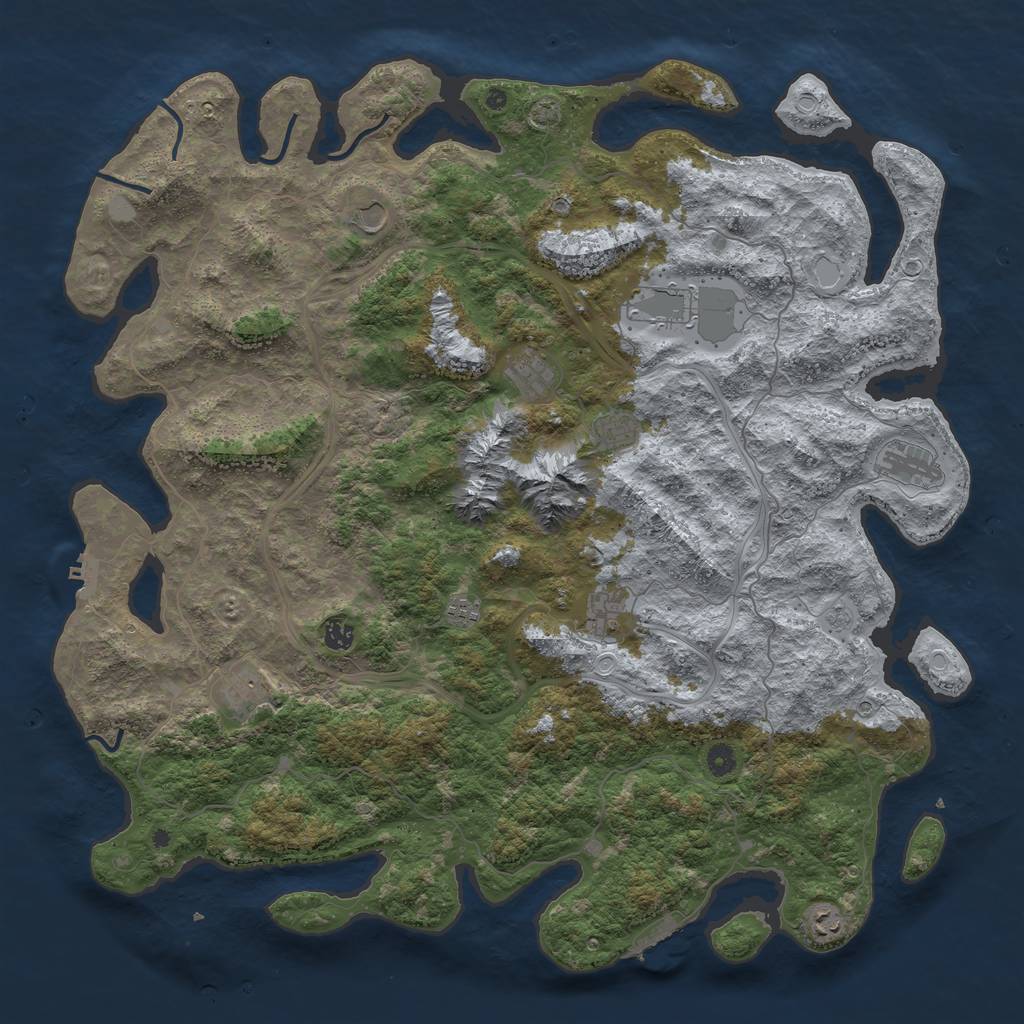 Rust Map: Procedural Map, Size: 5000, Seed: 79462, 18 Monuments
