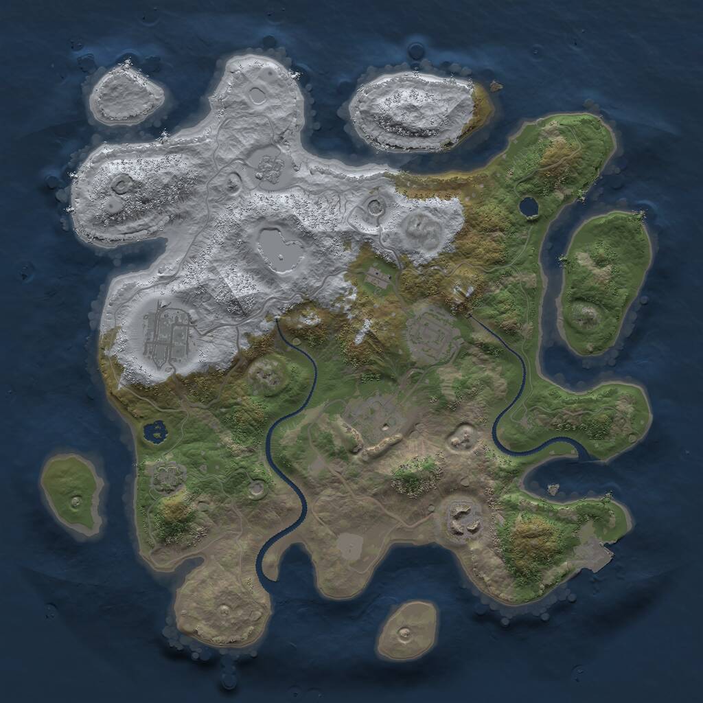 Rust Map: Procedural Map, Size: 3000, Seed: 22829, 8 Monuments