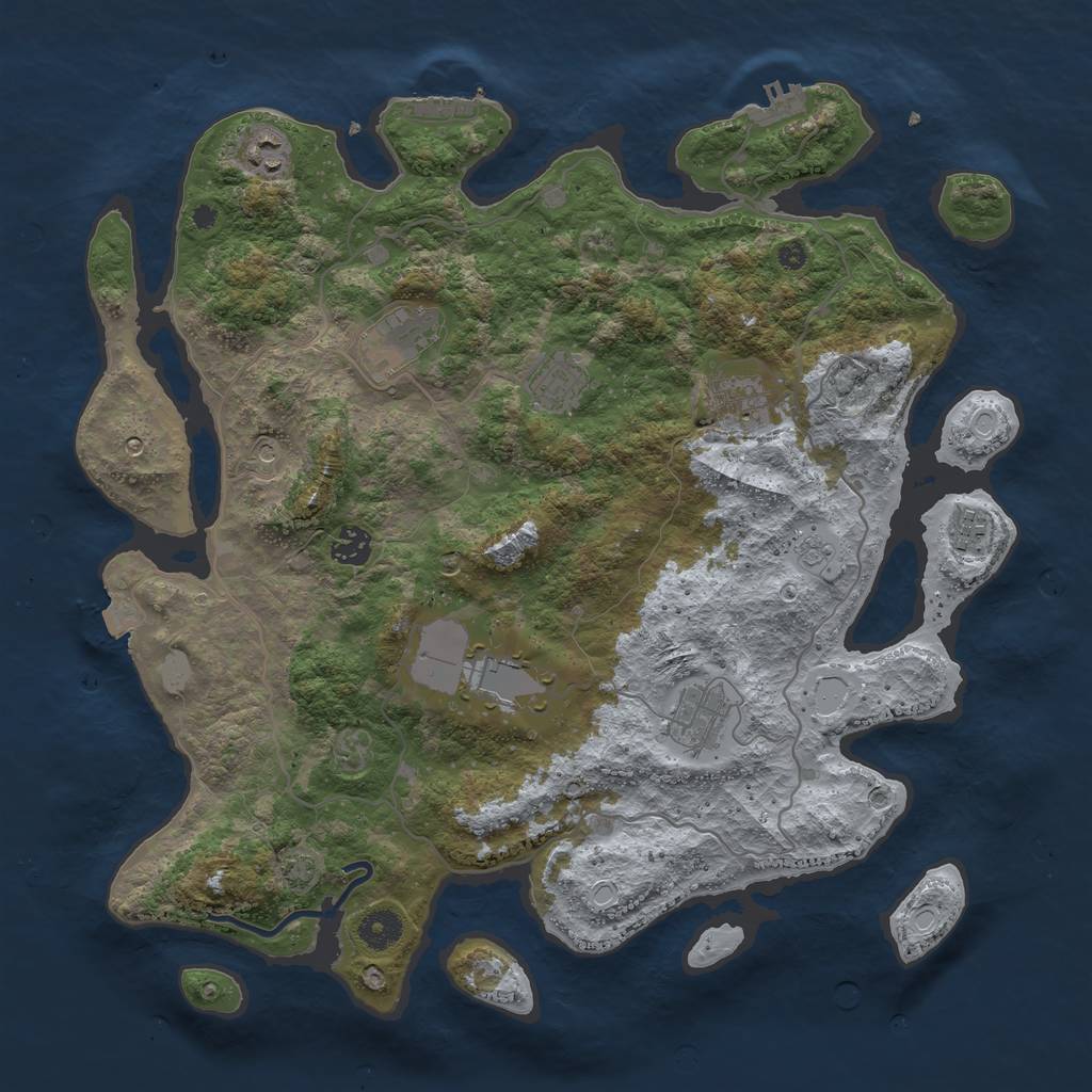 Rust Map: Procedural Map, Size: 4000, Seed: 24302430, 16 Monuments