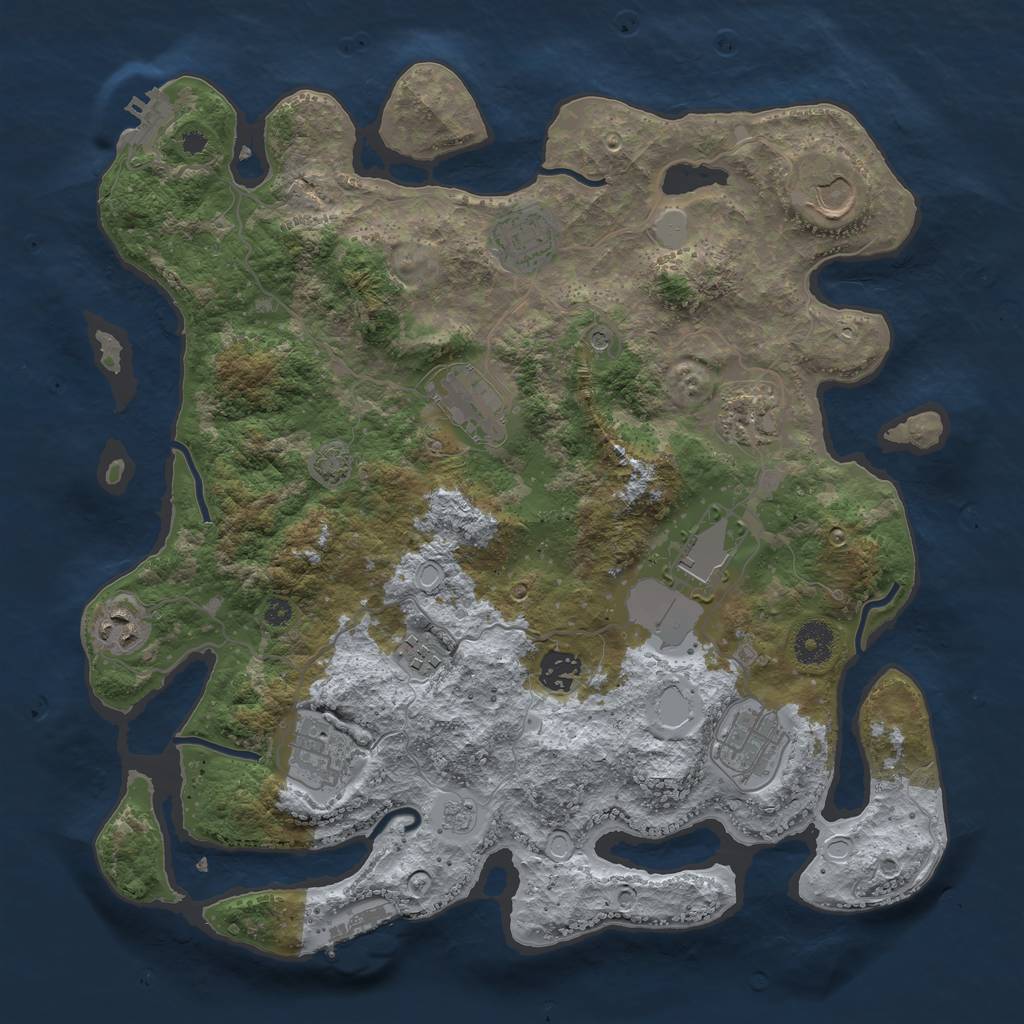 Rust Map: Procedural Map, Size: 3700, Seed: 2001853061, 18 Monuments