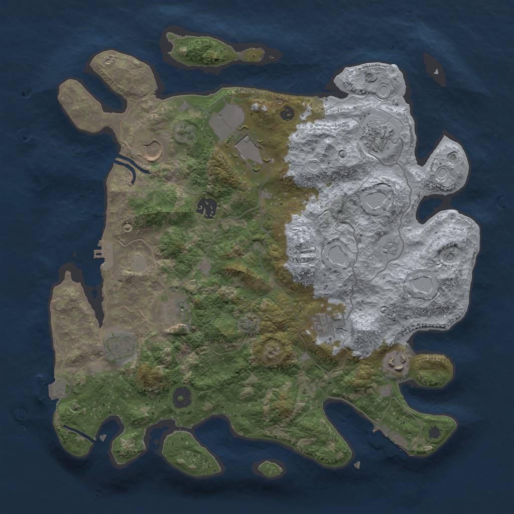 Rust Map: Procedural Map, Size: 3750, Seed: 13332873, 16 Monuments