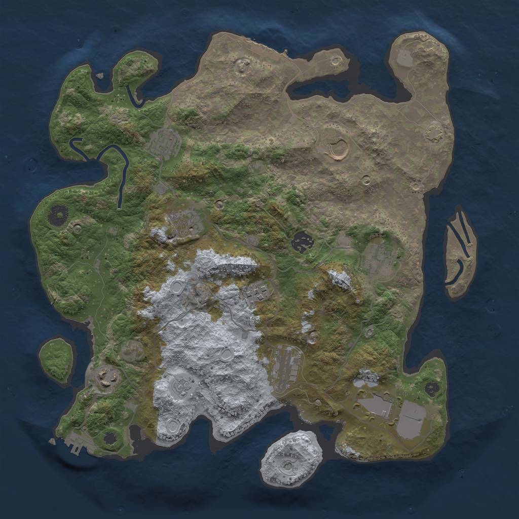 Rust Map: Procedural Map, Size: 3700, Seed: 91554823, 17 Monuments