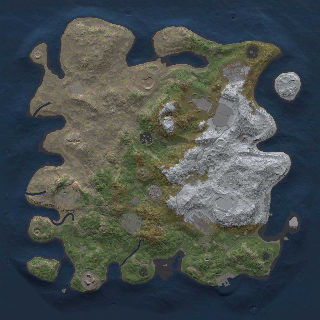 Rust Map: Procedural Map, Size: 3750, Seed: 93705585, 17 Monuments
