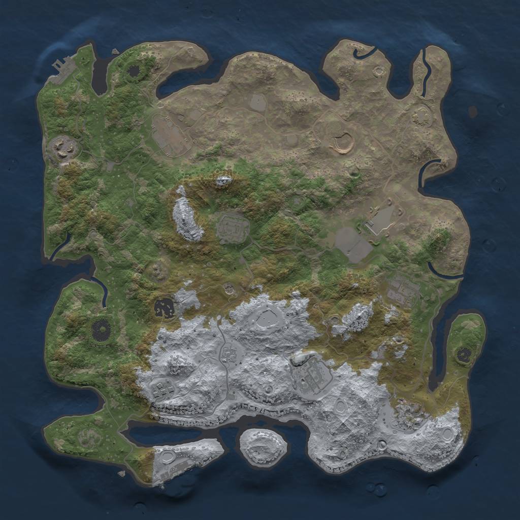 Rust Map: Procedural Map, Size: 3700, Seed: 13376677, 18 Monuments