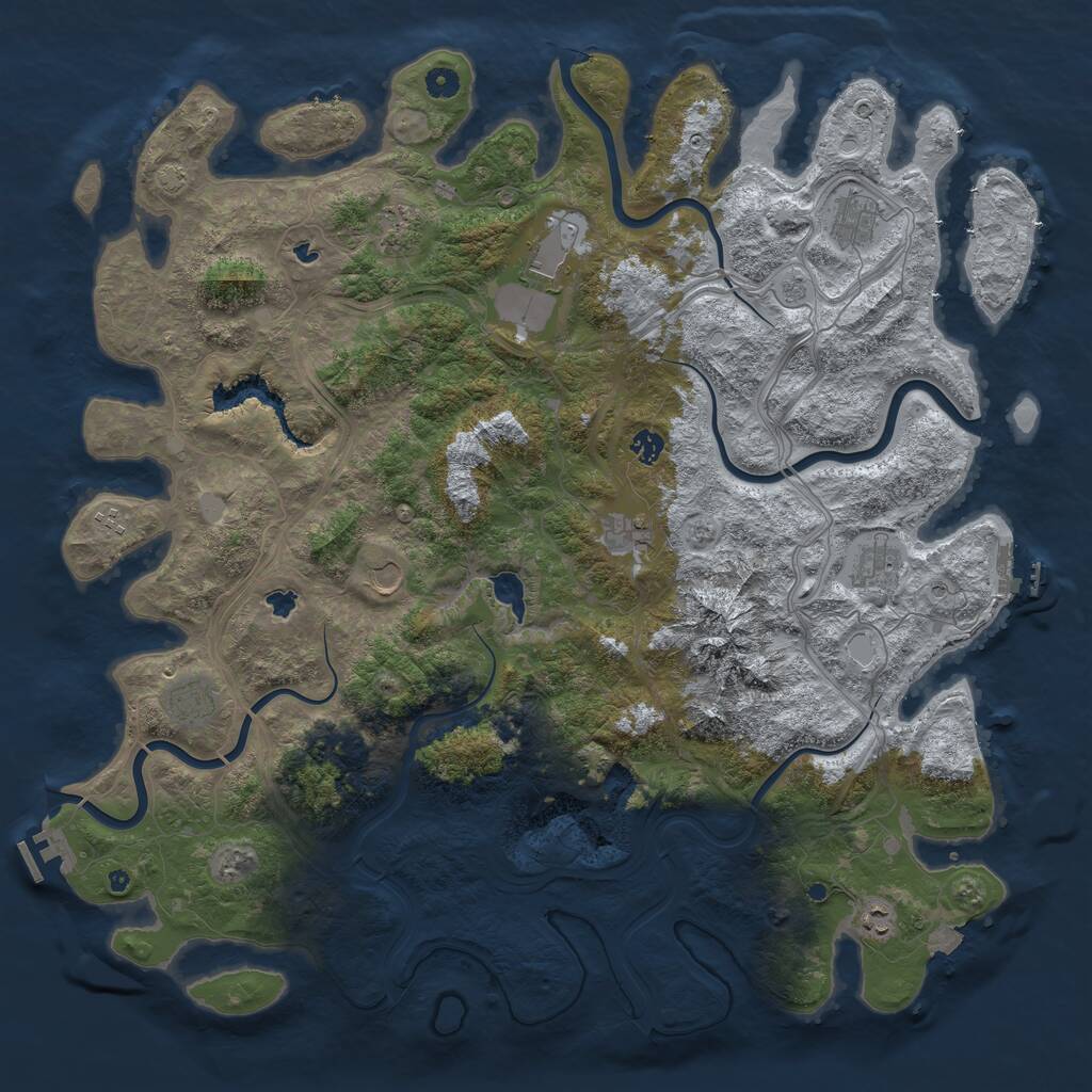 Rust Map: Procedural Map, Size: 5000, Seed: 13887, 16 Monuments