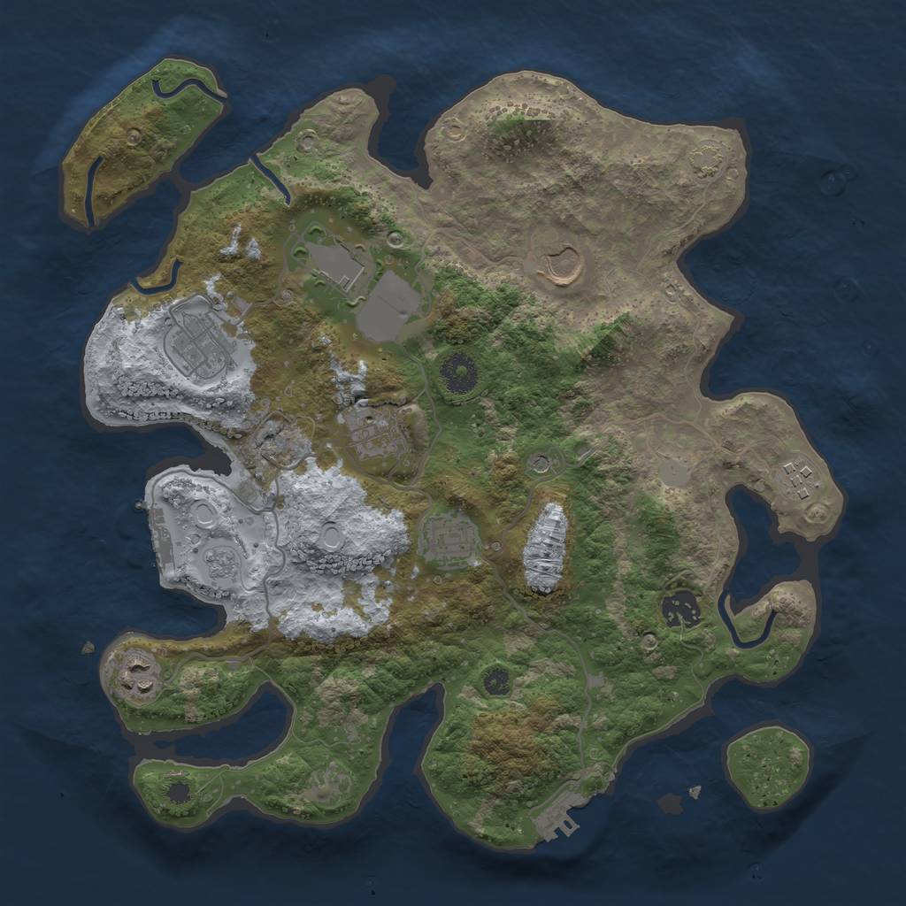 Rust Map: Procedural Map, Size: 3500, Seed: 1210295184, 16 Monuments