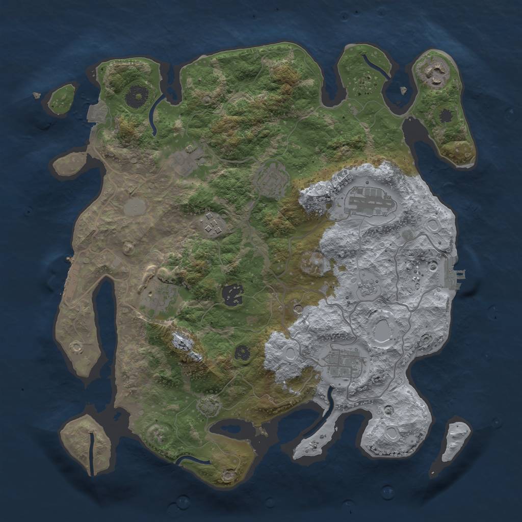 Rust Map: Procedural Map, Size: 3450, Seed: 96186228, 16 Monuments