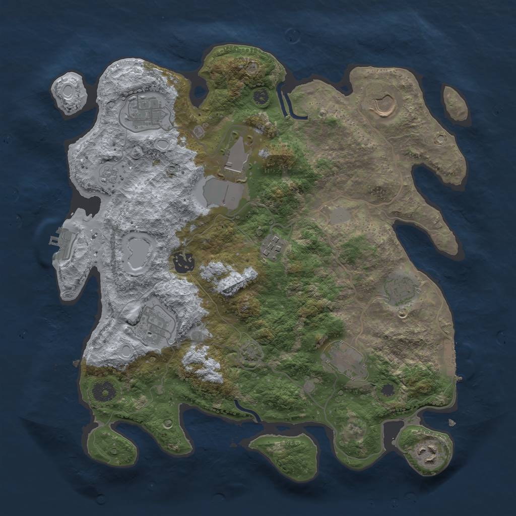 Rust Map: Procedural Map, Size: 3500, Seed: 291022839, 16 Monuments