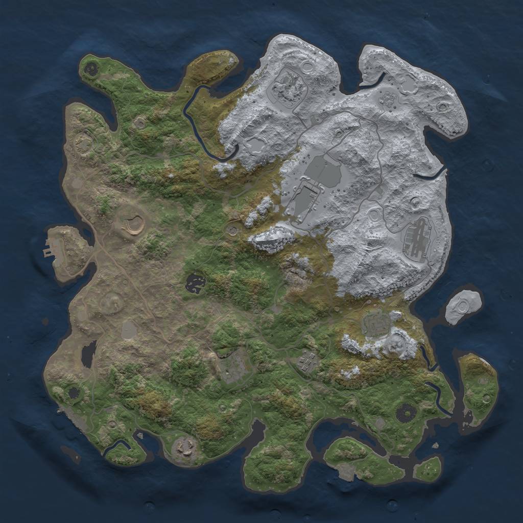 Rust Map: Procedural Map, Size: 4000, Seed: 49228, 17 Monuments