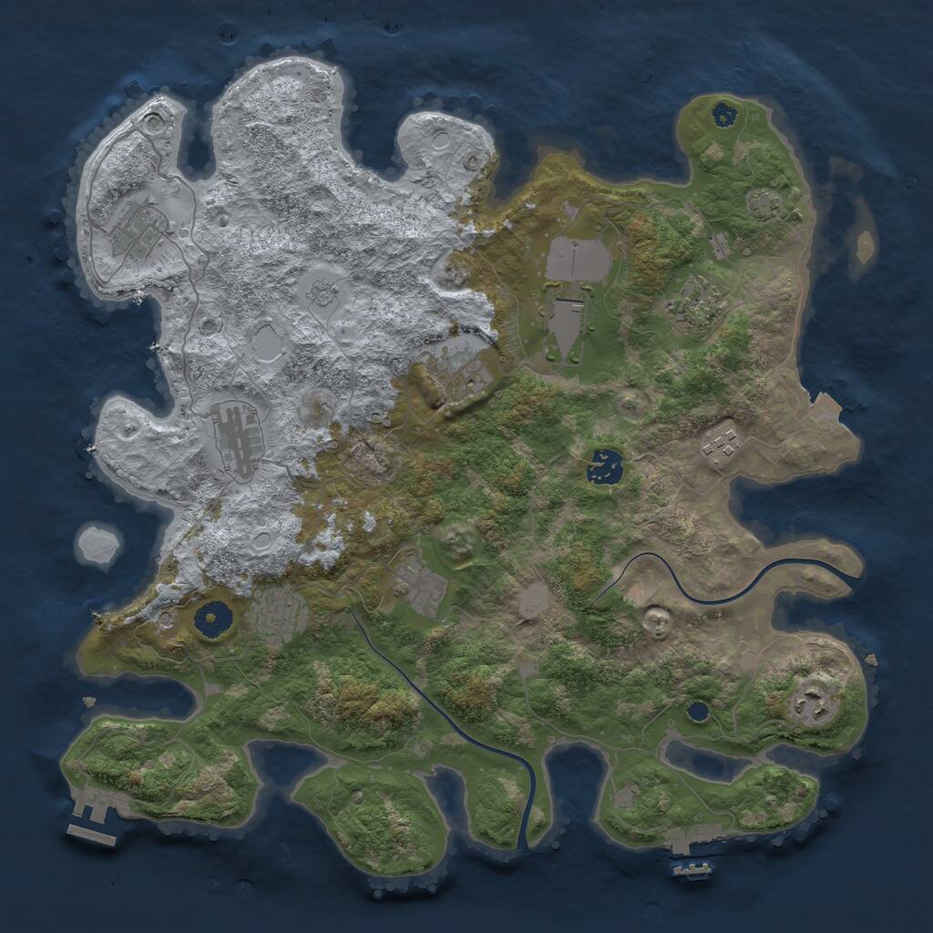 Rust Map: Procedural Map, Size: 3850, Seed: 19424571, 16 Monuments
