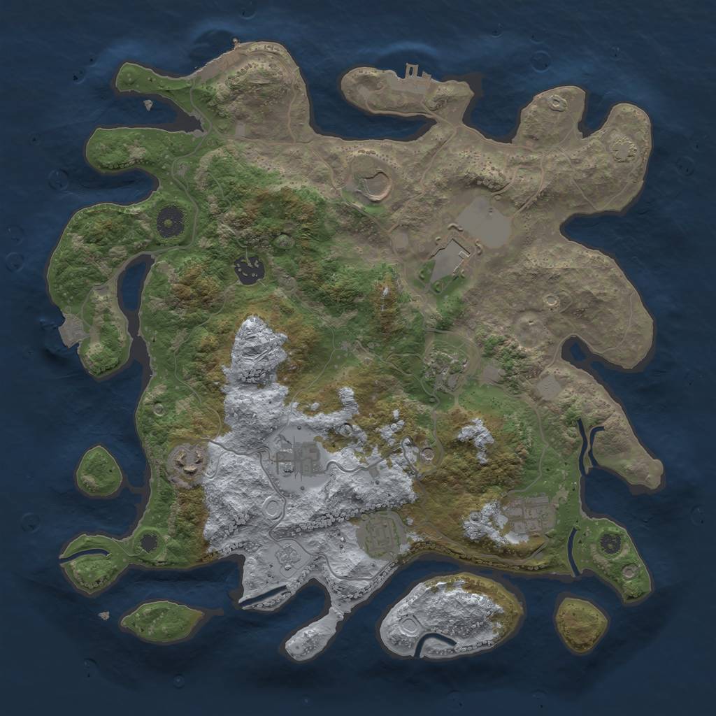 Rust Map: Procedural Map, Size: 3600, Seed: 40457470, 16 Monuments
