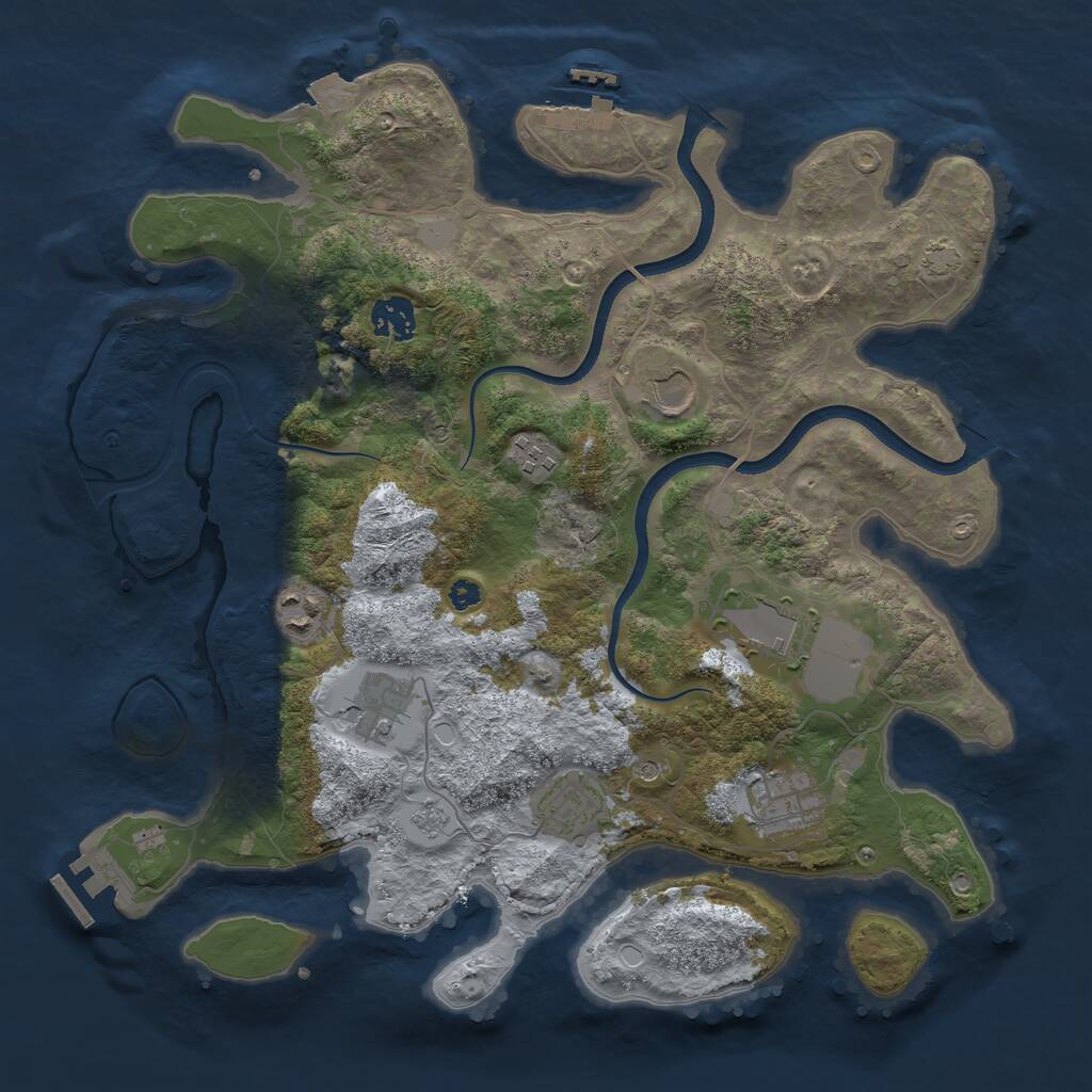 Rust Map: Procedural Map, Size: 3600, Seed: 40457470, 14 Monuments