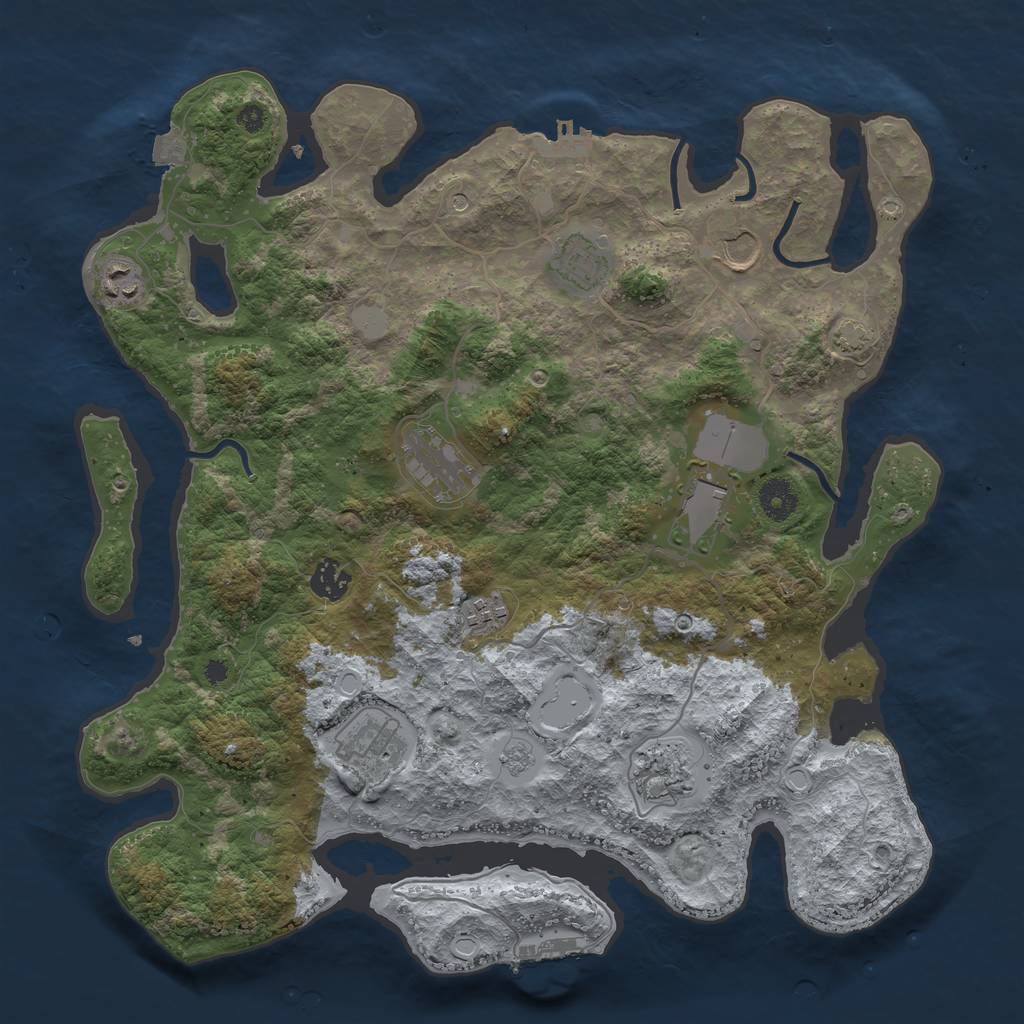 Rust Map: Procedural Map, Size: 3850, Seed: 87362736, 17 Monuments