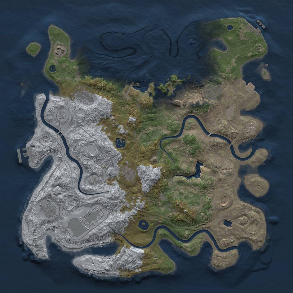 Rust Map: Procedural Map, Size: 4250, Seed: 543774026, 16 Monuments