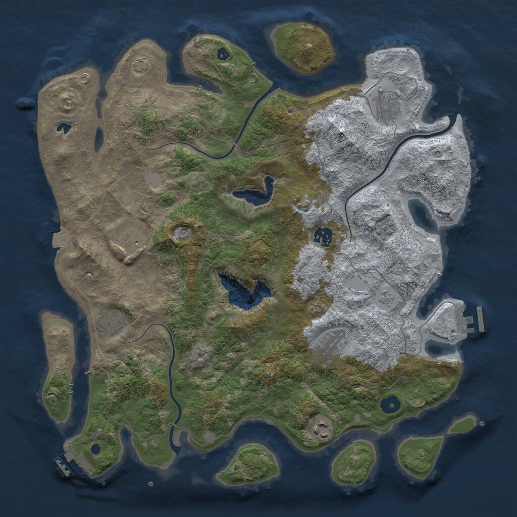Rust Map: Procedural Map, Size: 4100, Seed: 23586420, 13 Monuments