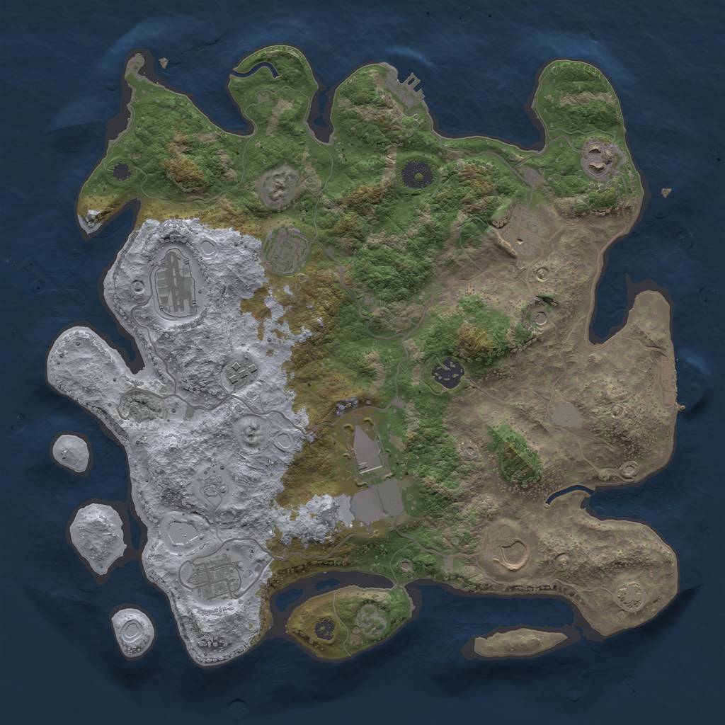 Rust Map: Procedural Map, Size: 3650, Seed: 2361830, 17 Monuments