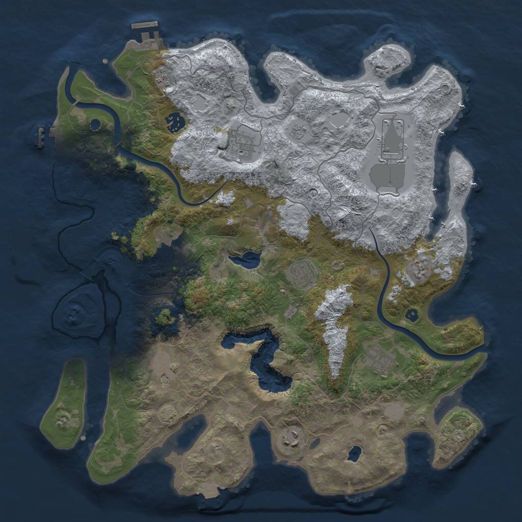 Rust Map: Procedural Map, Size: 4000, Seed: 1216087092, 15 Monuments