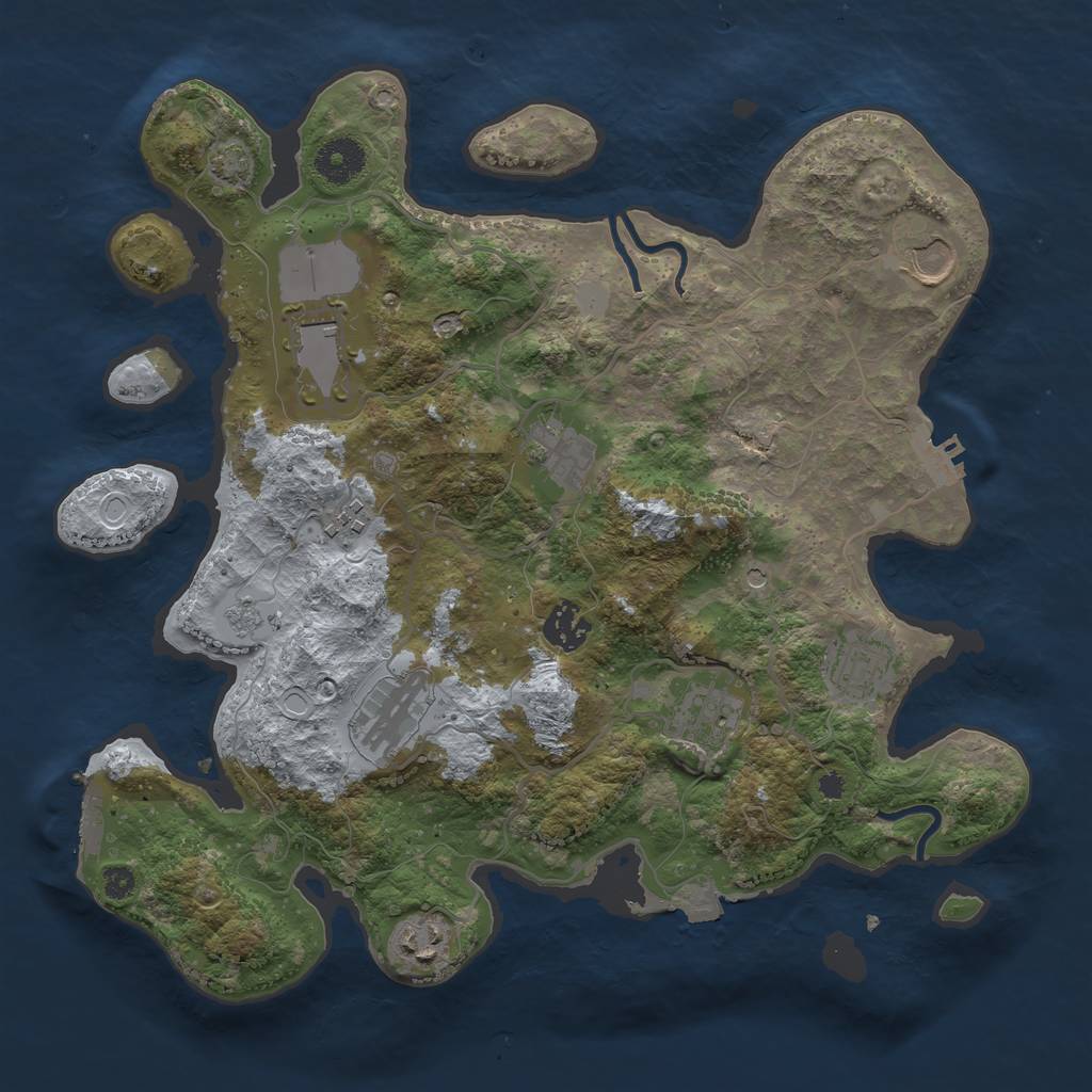 Rust Map: Procedural Map, Size: 3500, Seed: 636328889, 17 Monuments