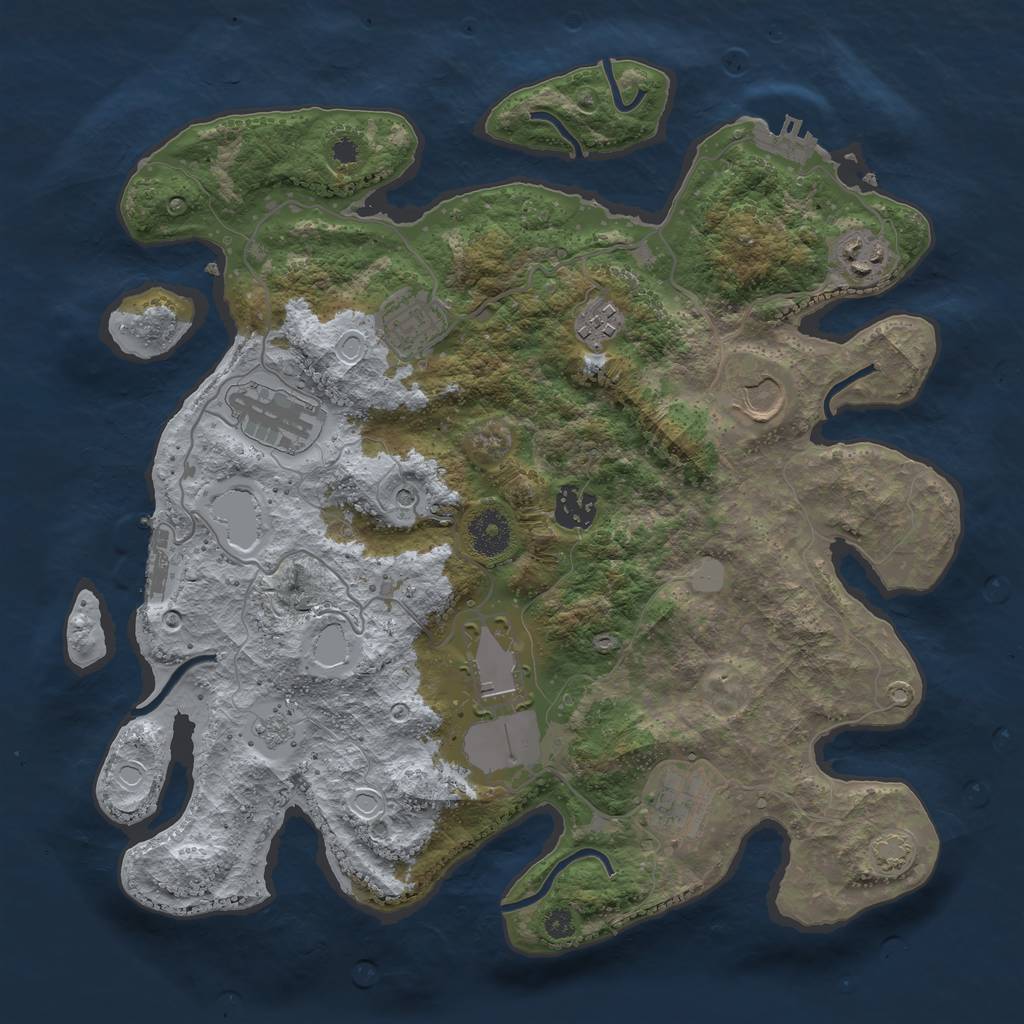 Rust Map: Procedural Map, Size: 3500, Seed: 1582570687, 16 Monuments