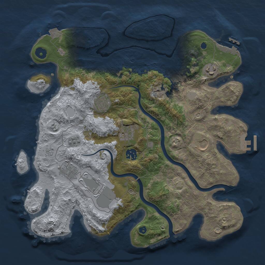 Rust Map: Procedural Map, Size: 3500, Seed: 1582570687, 14 Monuments