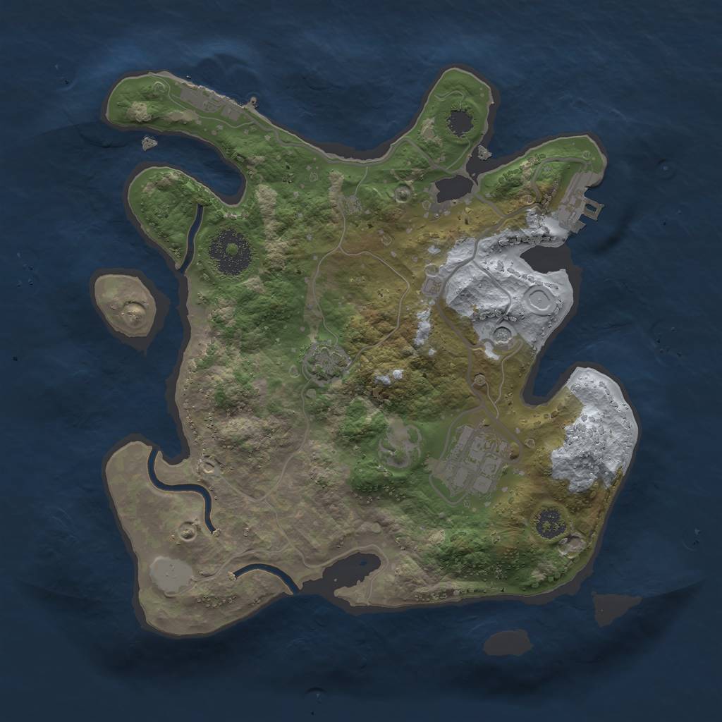 Rust Map: Procedural Map, Size: 2500, Seed: 1708913901, 8 Monuments