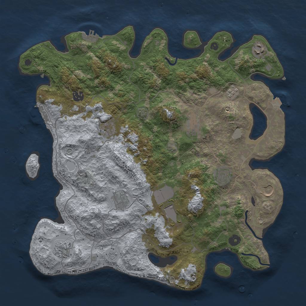 Rust Map: Procedural Map, Size: 4000, Seed: 757720744, 18 Monuments