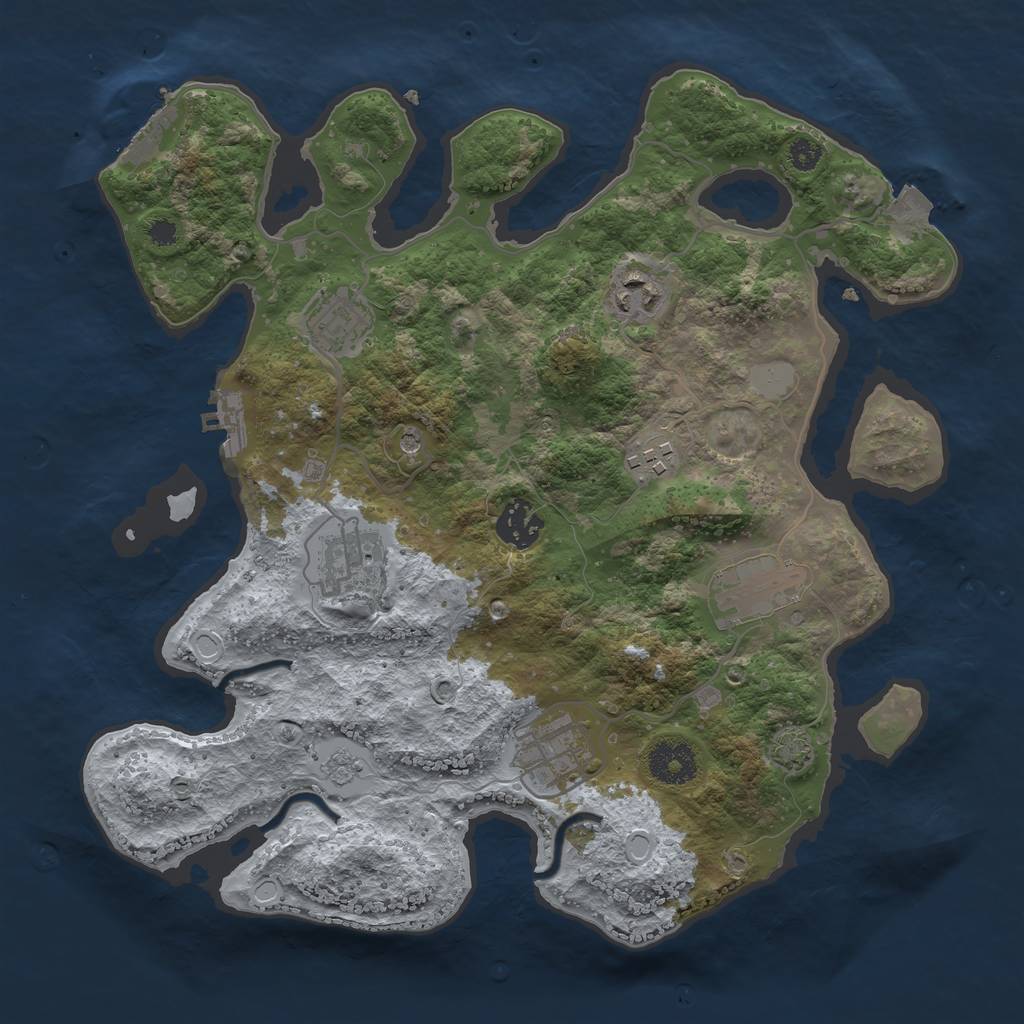 Rust Map: Procedural Map, Size: 3300, Seed: 1264656834, 15 Monuments