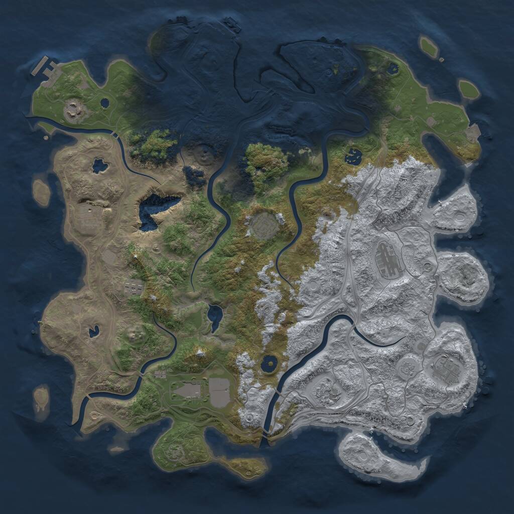 Rust Map: Procedural Map, Size: 4500, Seed: 1484240389, 15 Monuments