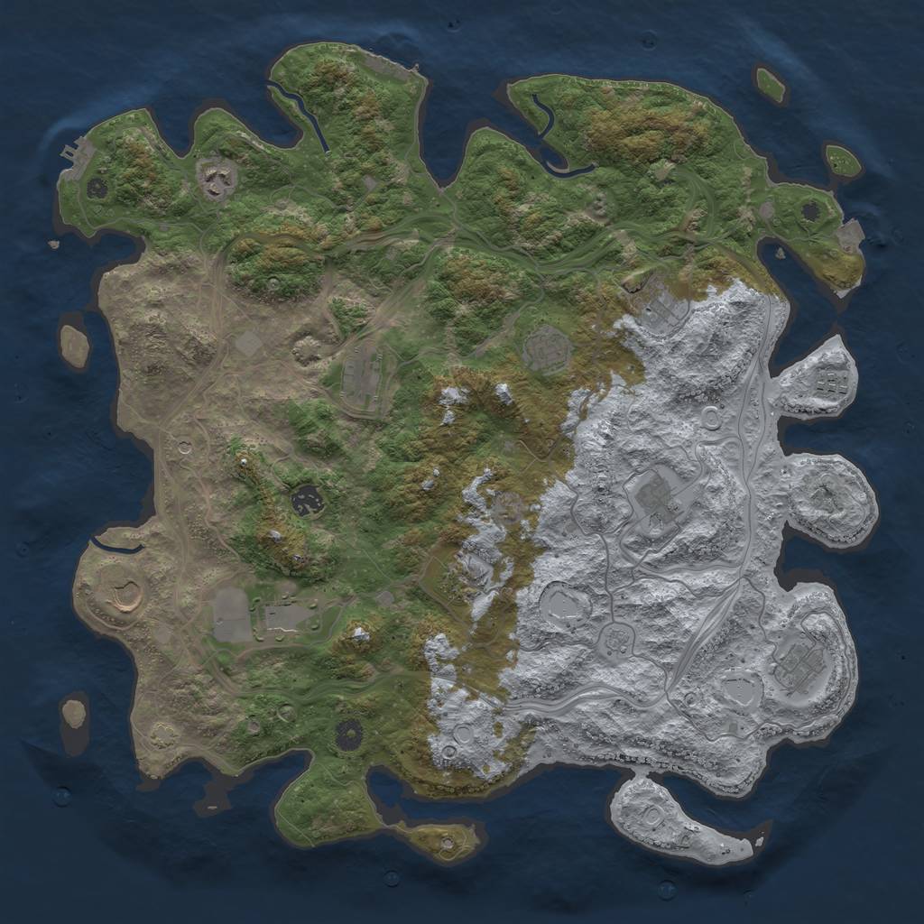 Rust Map: Procedural Map, Size: 4500, Seed: 1484240389, 19 Monuments