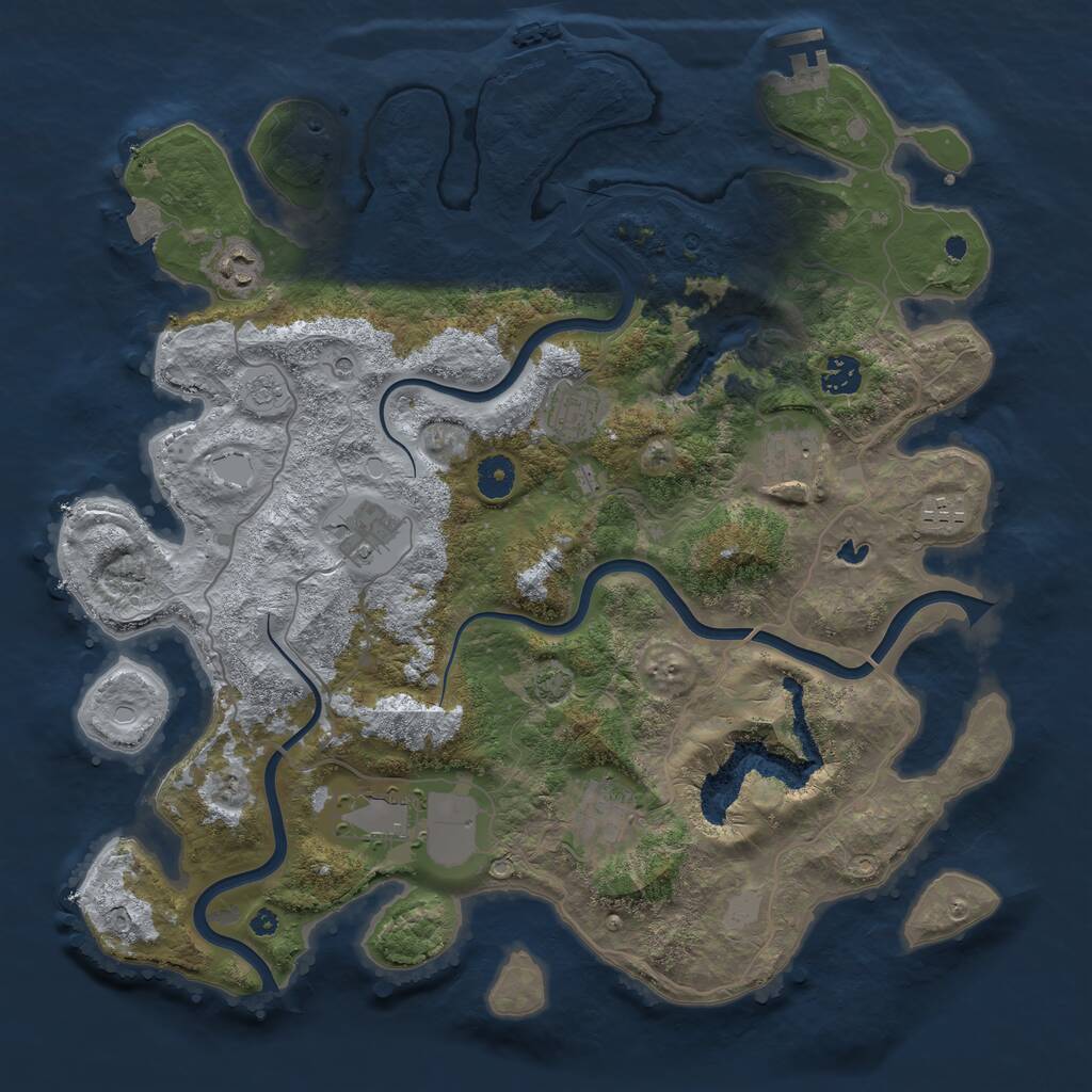 Rust Map: Procedural Map, Size: 4000, Seed: 807002395, 14 Monuments