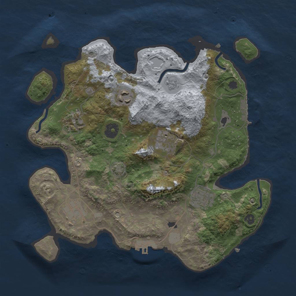 Rust Map: Procedural Map, Size: 3000, Seed: 1312487349, 12 Monuments