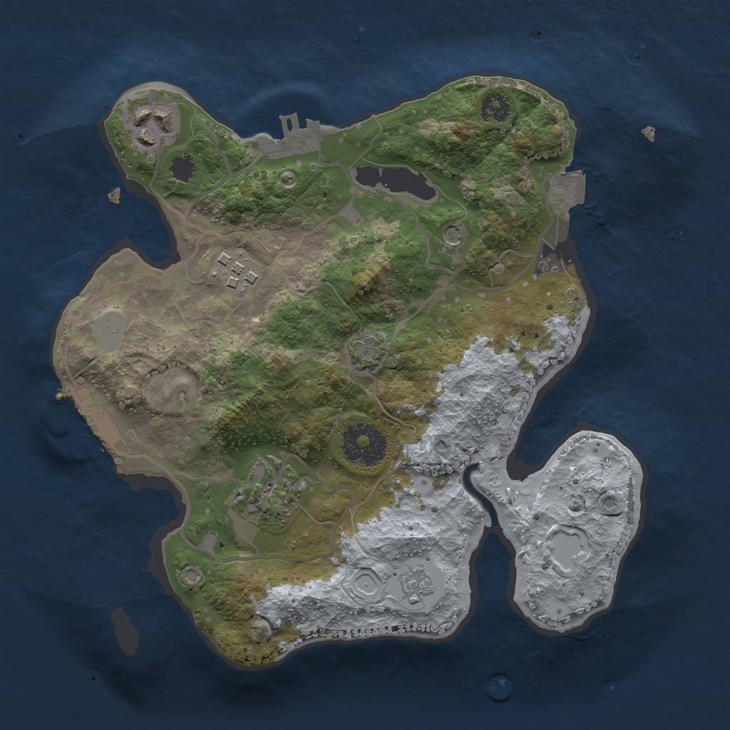 Rust Map: Procedural Map, Size: 2500, Seed: 34716174, 11 Monuments