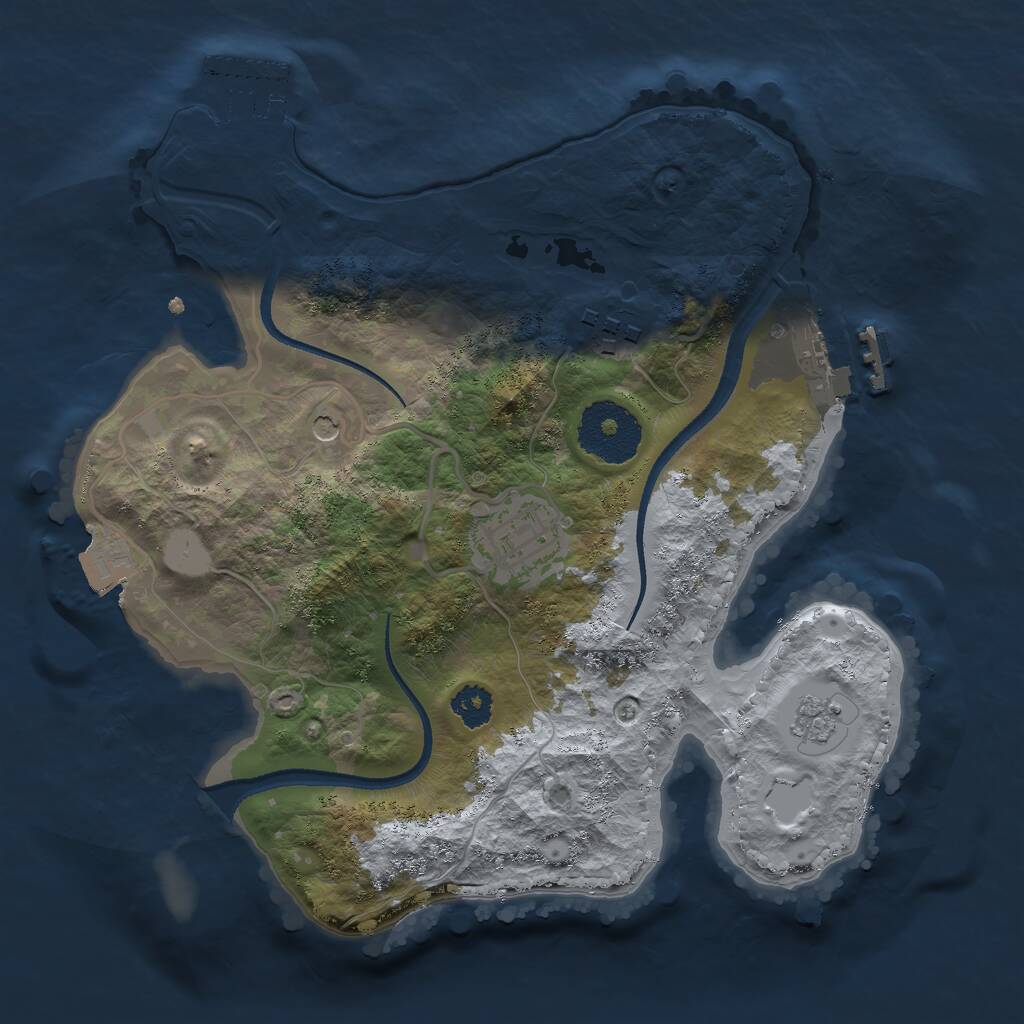 Rust Map: Procedural Map, Size: 2500, Seed: 34716174, 7 Monuments