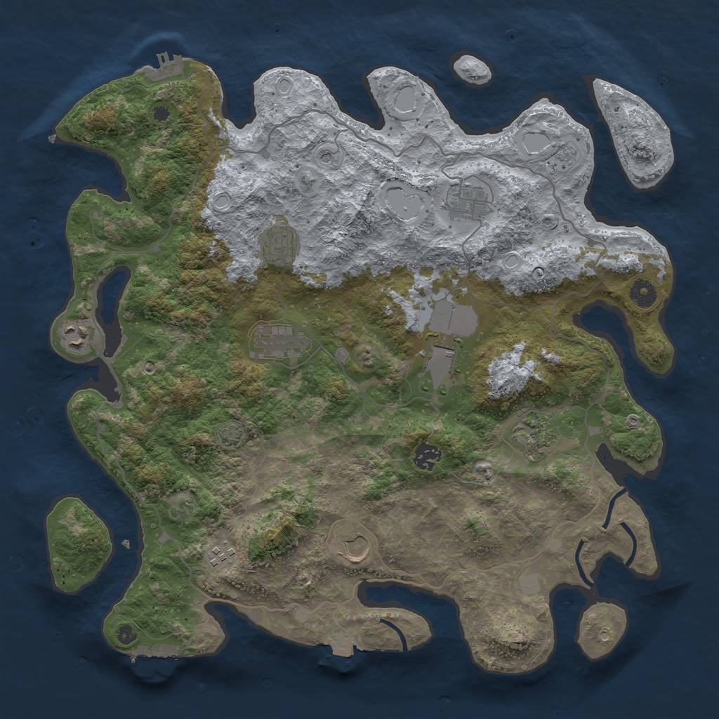 Rust Map: Procedural Map, Size: 4000, Seed: 629374, 17 Monuments