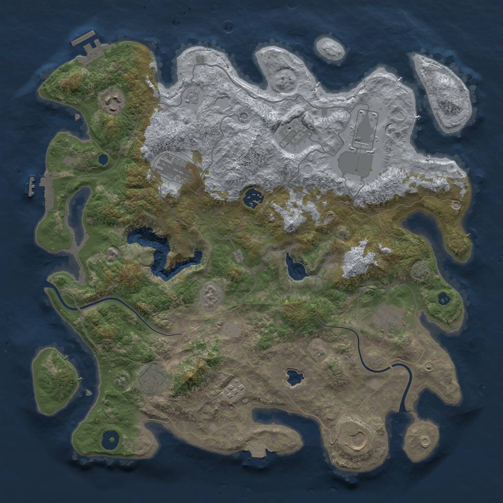 Rust Map: Procedural Map, Size: 4000, Seed: 629374, 15 Monuments