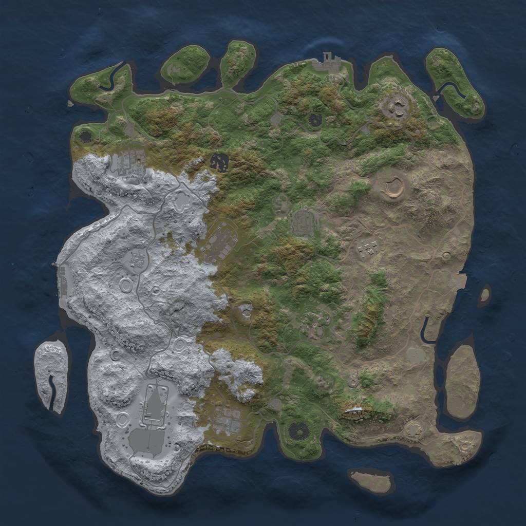Rust Map: Procedural Map, Size: 4000, Seed: 1933197052, 18 Monuments