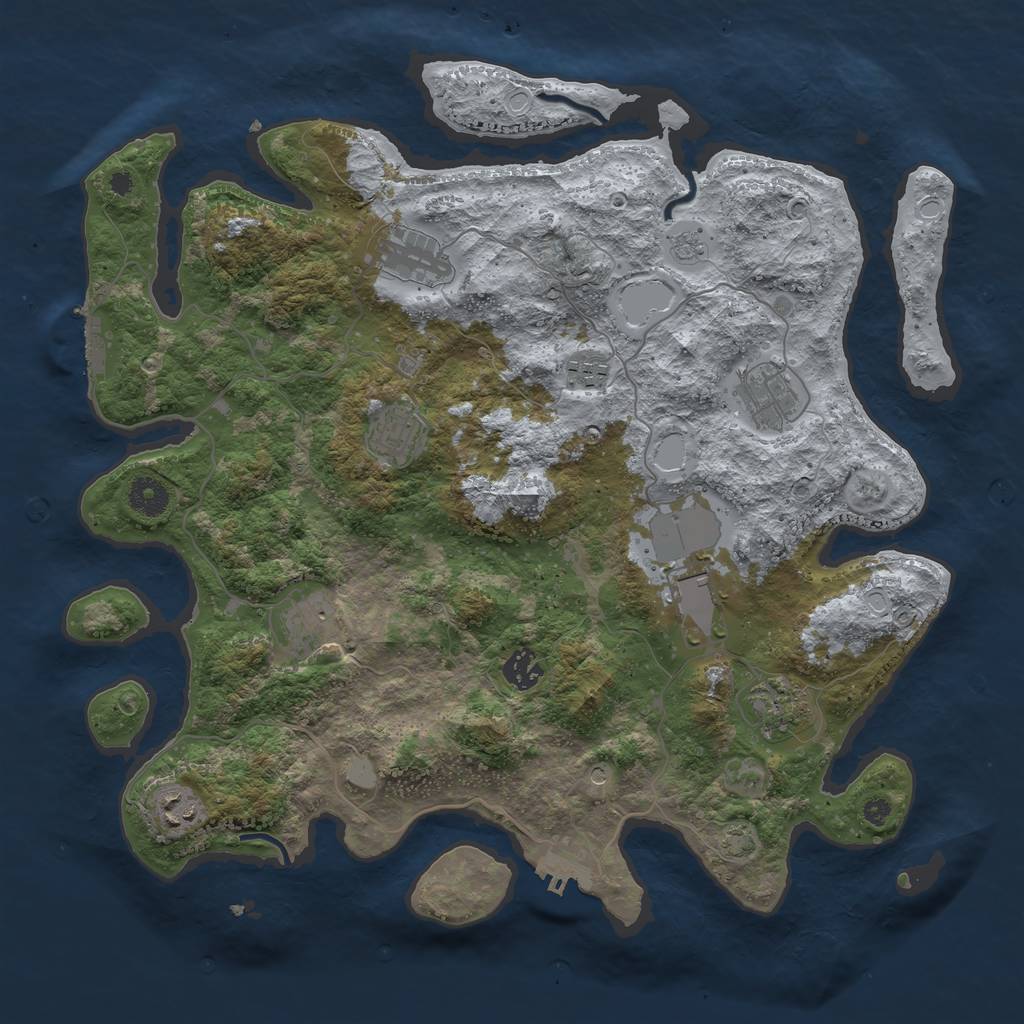 Rust Map: Procedural Map, Size: 3900, Seed: 78900979, 17 Monuments