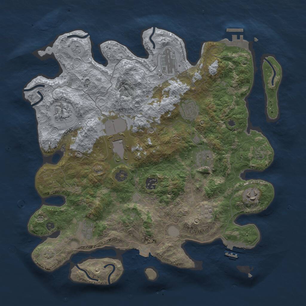 Rust Map: Procedural Map, Size: 3700, Seed: 13816535, 15 Monuments