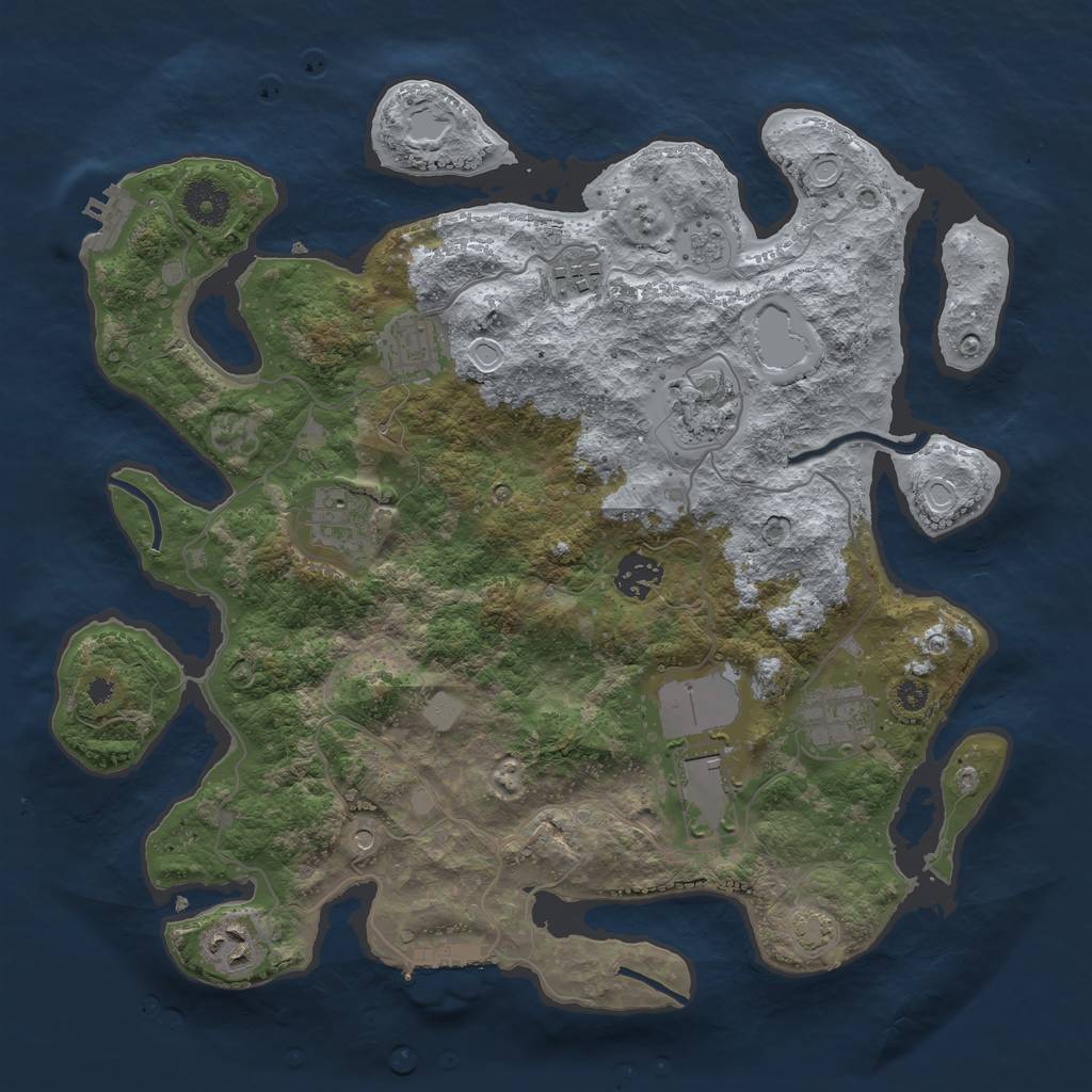 Rust Map: Procedural Map, Size: 3550, Seed: 75243625, 16 Monuments