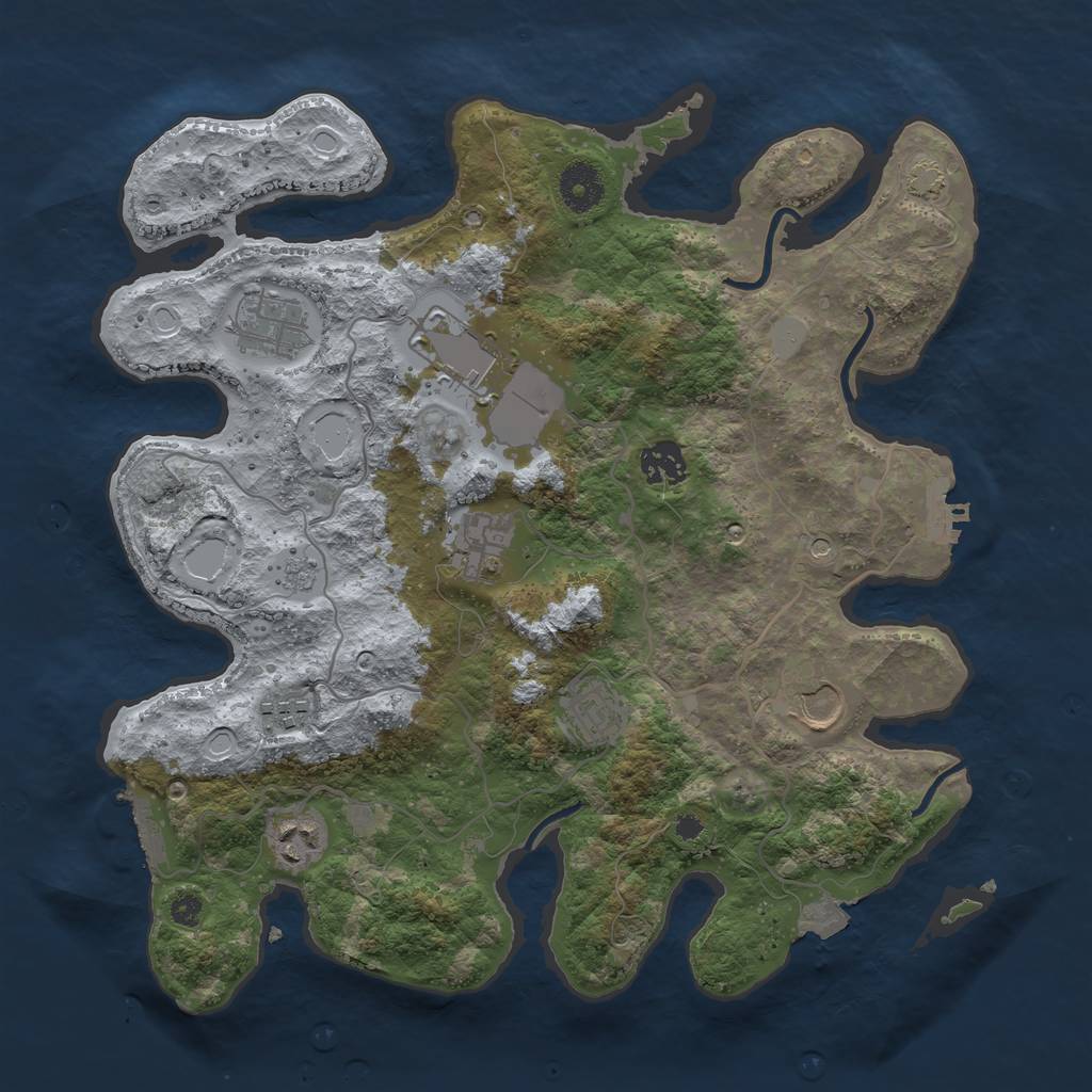 Rust Map: Procedural Map, Size: 3550, Seed: 67551563, 16 Monuments