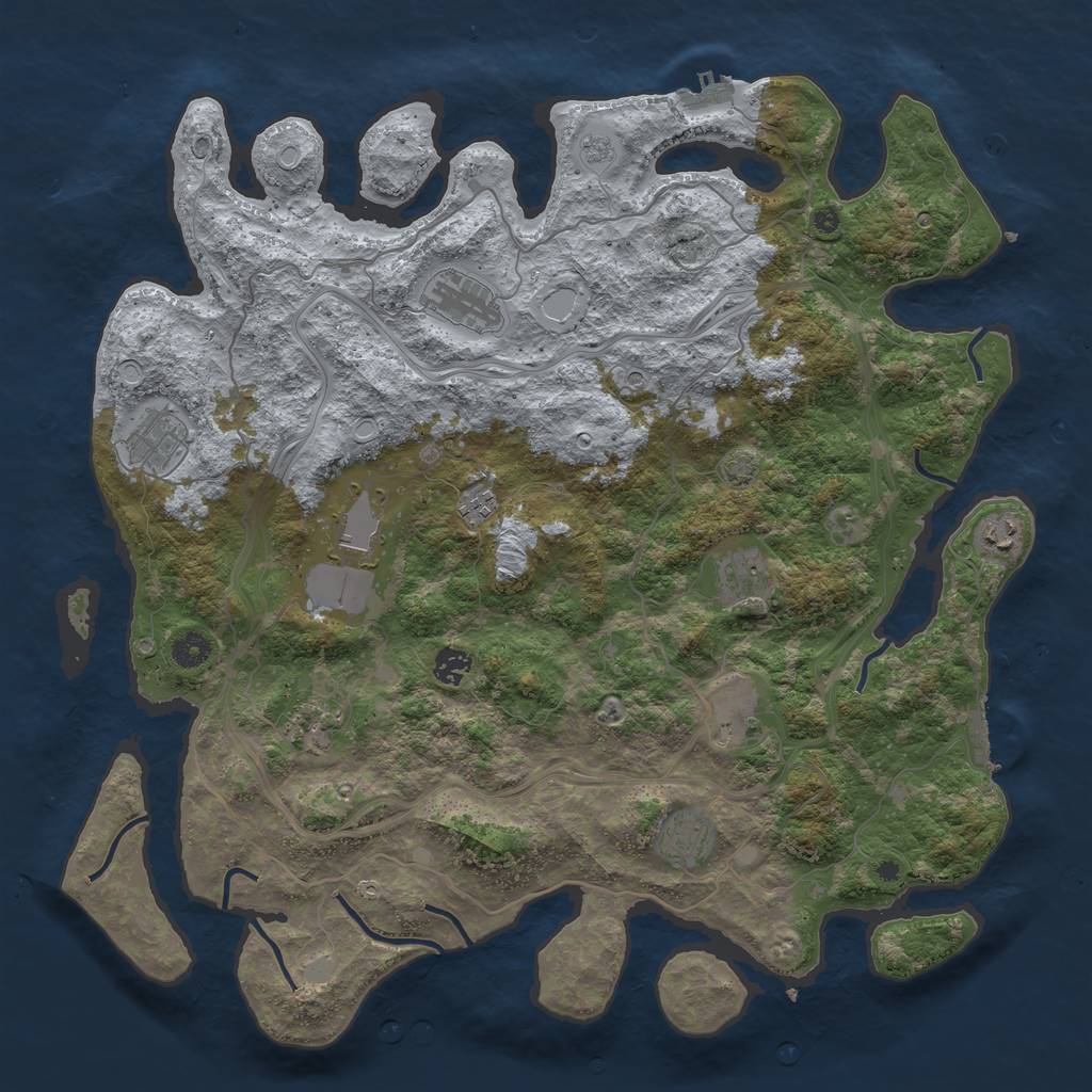 Rust Map: Procedural Map, Size: 4400, Seed: 53380113, 18 Monuments