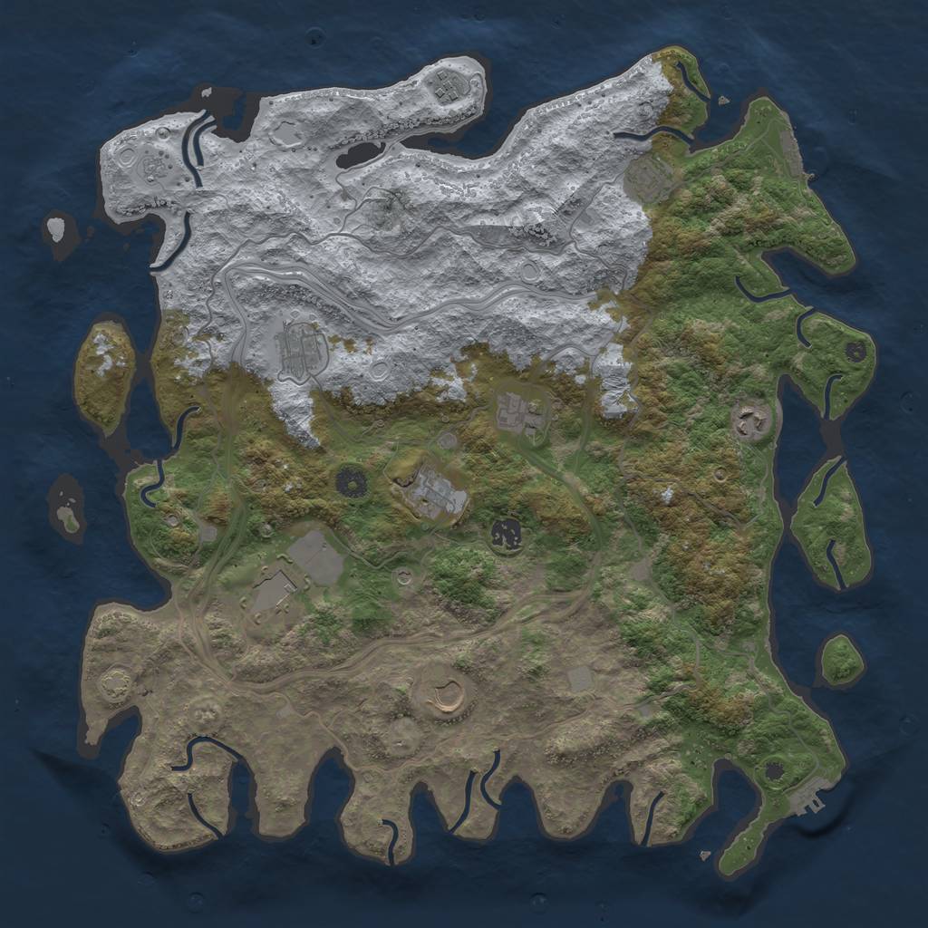 Rust Map: Procedural Map, Size: 4400, Seed: 79490957, 17 Monuments