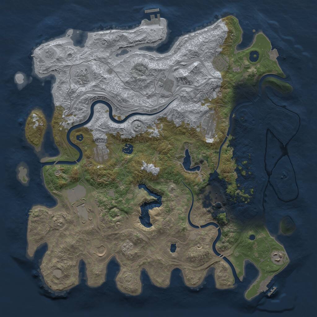 Rust Map: Procedural Map, Size: 4400, Seed: 79490957, 17 Monuments